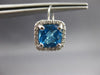LARGE 6.62CT DIAMOND & AAA BLUE TOPAZ 14KT WHITE GOLD LEVERBACK HANGING EARRINGS