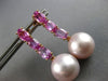 LARGE 3.5CT AAA PINK SAPPHIRE & PINK SOUTH SEA PEARL 18K ROSE GOLD FUN EARRINGS