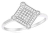 .12CT DIAMOND 14KT WHITE GOLD ROUND CLUSTER SQUARE GEOMETRICAL FILIGREE FUN RING