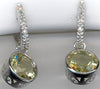 2.78CT DIAMOND & AAA LEMON QUARTZ 14K WHITE GOLD 3D ROUND BEZEL HANGING EARRINGS