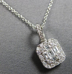 .31CT DIAMOND 18KT WHITE GOLD ROUND & BAGUETTE SQUARE INVISIBLE FLOATING PENDANT