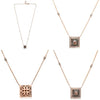 .78CT WHITE MOCHA & ORANGE DIAMOND 14KT GOLD 3D CUSHION & ROUND SQUARE NECKLACE