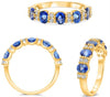 1.90CT DIAMOND & AAA SAPPHIRE 14KT YELLOW GOLD 3D ROUND & OVAL ANNIVERSARY RING
