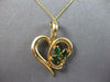 ESTATE .37CT DIAMOND & AAA EMERALD 14KT YELLOW GOLD HEART SHAPE FLOATING PENDANT