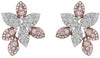 1.50CT DIAMOND 14KT ROSE & WHITE GOLD 3D MULTI LEAF FLOWER FUN HANGING EARRINGS
