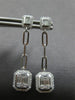 .62CT DIAMOND 14K WHITE GOLD 3D ROUND & BAGUETTE SQUARE OCTAGON HANGING EARRINGS
