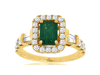 1.92CT DIAMOND & AAA EMERALD 14K YELLOW GOLD 3D BAGUETTE & ROUND ENGAGEMENT RING