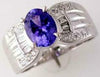 ESTATE 1.61CT DIAMOND & AAA TANZANITE 14KT WHITE GOLD 3D OVAL ENGAGEMENT RING