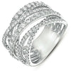 ESTATE LARGE 1.85CT DIAMOND 14KT WHITE GOLD 3D MULTI ROW CRISS CROSS LOVE RING