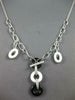 .11CT DIAMOND & AAA ONYX & WHITE AGATE 18KT WHITE GOLD LOVE KNOT LARIAT NECKLACE