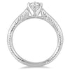 1.0CT DIAMOND 14KT WHITE GOLD CLASSIC ROUND SOLITAIRE FILIGREE ENGAGEMENT RING