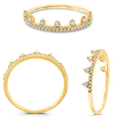 ESTATE .19CT DIAMOND 14KT YELLOW GOLD 3D CLASSIC ROUND CROWN FUN RING