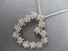 LARGE 1.50CT DIAMOND 14KT WHITE GOLD MULTI FLOWER OPEN HEART LOVE PENDANT #27732