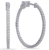 LARGE .72CT DIAMOND 14KT WHITE GOLD 3D ROUND INSIDE OUT HOOP HANGING EARRINGS