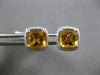 LARGE 3.93CT DIAMOND & AAA CITRINE 18KT WHITE GOLD CUSHION & ROUND STUD EARRINGS
