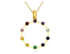 .20CT AAA MULTI COLOR SAPPHIRE 14KT YELLOW GOLD CIRCLE OF LIFE FLOATING PENDANT