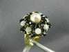 ANTIQUE LARGE 1.80CT AAA SAPPHIRE OPAL & PEARL 14K YELLOW GOLD 3D FLOWER RING