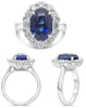 LARGE 6.70CT DIAMOND & AAA SAPPHIRE PLATINUM 3D OVAL ROUND & EMERALD CUT RING