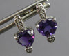 1.29CT DIAMOND & AAA AMETHYST 14KT WHITE GOLD HEART SHAPE LOVE HANGING EARRINGS
