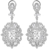 2.37CT DIAMOND 18KT WHITE GOLD ROUND & BAGUETTE FLOWER SQUARE HANGING EARRINGS
