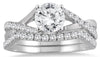 1.42CT DIAMOND 14K WHITE GOLD ROUND CLASSIC INFINITY ENGAGEMENT WEDDING RING SET