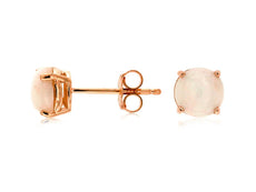 ESTATE 1.0CT AAA OPAL 14KT ROSE GOLD 3D CLASSIC ROUND 4 PRONG STUD EARRINGS
