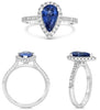 2.21CT DIAMOND & AAA SAPPHIRE 18KT WHITE GOLD ROUND & PEAR SHAPE ENGAGEMENT RING