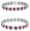 20.68CT DIAMOND & AAA RUBY 18KT WHITE GOLD 3D OVAL & ROUND HALO BANGLE BRACELET