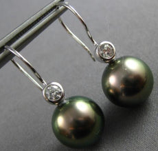 .20CT DIAMOND & AAA TAHITIAN PEARL 18KT WHITE GOLD 3D SOLITAIRE HANGING EARRINGS