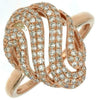 ESTATE WIDE .56CT DIAMOND 14K ROSE GOLD 3D MULTI ROW MULTI WAVE CLUSTER FUN RING