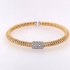 .60CT DIAMOND 18KT 2 TONE GOLD 3D DOME SHAPE PAVE FLEXIBLE CUFF BANGLE BRACELET