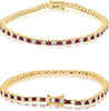 3.75CT DIAMOND & AAA RUBY 14KT YELLOW GOLD 3D PRINCESS ETERNITY TENNIS BRACELET