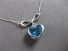 3.50CT DIAMOND & AAA BLUE TOPAZ 18KT WHITE GOLD 3D HEART SHAPE BOW LOVE NECKLACE