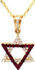 .28CT DIAMOND & AAA RUBY 18KT YELLOW GOLD CLASSIC STAR OF DAVID FLOATING PENDANT