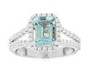 2.11CT DIAMOND & AAA AQUAMARINE 14KT WHITE GOLD 3D SQUARE HALO ENGAGEMNENT RING