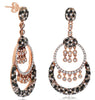 4.44CT MULTI COLOR DIAMOND 14KT ROSE GOLD 3D DOUBLE CIRCULAR CHANDELIER EARRINGS
