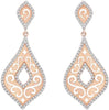 .60CT DIAMOND 14KT ROSE GOLD 3D CLASSIC TEAR DROP FILIGREE FUN HANGING EARRINGS