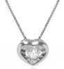 ESTATE .13CT DIAMOND 18KT WHITE GOLD 3D CLASSIC SOLITAIRE HEART FLOATING PENDANT