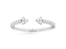 ESTATE .14CT DIAMOND 14KT WHITE GOLD 3D THREE STONE FLOWER TENSION FUN RING