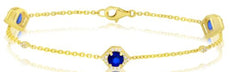 1.71CT DIAMOND & AAA SAPPHIRE 14KT YELLOW GOLD FLORAL HEXAGON STAR LOVE BRACELET
