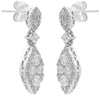 1.17CT DIAMOND 14K WHITE GOLD MARQUISE SHAPE FILIGREE TEAR DROP HANGING EARRINGS