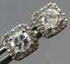 ESTATE .50CT DIAMOND 14K WHITE GOLD 3D CLASSIC ROUND SQUARE HALO STUD EARRINGS