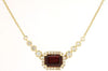 1.45CT DIAMOND & AAA GARNET 14K YELLOW GOLD 3D EMERALD CUT & ROUND HALO NECKLACE