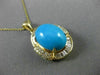 ESTATE EXTRA LARGE 11.27CT DIAMOND & AAA TURQUOISE 14K YELLOW GOLD PENDANT 24819