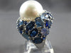 14.80CT AAA MULTI COLOR BLUE SAPPHIRE & AAA SOUTH SEA PEARL 18KT WHITE GOLD RING