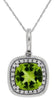 1.58CT DIAMOND & AAA PERIDOT 14KT WHITE GOLD 3D CUSHION & ROUND FLOATING PENDANT