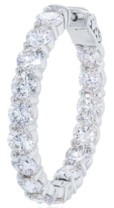ESTATE 10.0CT DIAMOND 18KT WHITE GOLD 3D ROUND INSIDE OUT HOOP HANGING EARRINGS