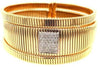 .60CT DIAMOND 18KT 2 TONE GOLD ROUND SQUARE SNAKE FLEXIBLE CUFF BANGLE BRACELET