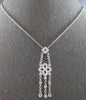 .36CT DIAMOND 14KT WHITE GOLD DOUBLE FLOWER FILIGREE CHANDELIER LARIAT NECKLACE