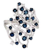 ESTATE 1.20CT DIAMOND & AAA SAPPHIRE 14KT WHITE GOLD 3D MULTI BRANCH FUN RING
